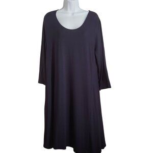 Garnet Hill Soft Viscose Navy 3/4 Sleeve Minimalist Quiet Luxury Dress XL